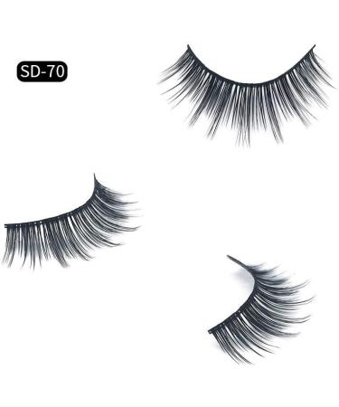 False Eyelashes 3D Faux Mink Fake Eyelashes Handmade Dramatic Thick Crossed Cluster False Eyelashes Black Nature Fluffy Long Soft Reusable(1PAIR) (SD 70) - Buy Online on GoSupps.com