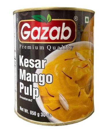 (Pack of 2) Gazab Premium Kesar Mango Pulp 850g - Sweetened - 30 oz + Free Miras 2-in-1 Measuring Spoon - Buy Online on GoSupps.com