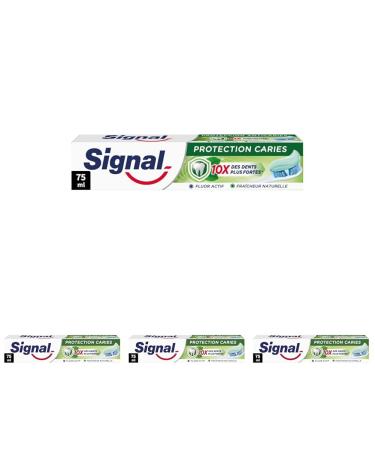 SIGNAL - Dentifrice Protection Caries Fraicheur Naturelle - Dents 10x plus fortes - Fraicheur naturelle - 95% d'ingr dients d'origine naturelle - 75ml (Lot de 4)