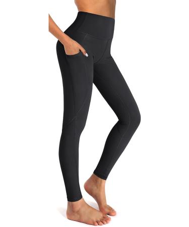 OUGES Women's High Waist Sports Leggings - Opaque Yoga Pants with Pockets | Black Gym Wear for Fitness & Exercise - Buy Online on GoSupps.com