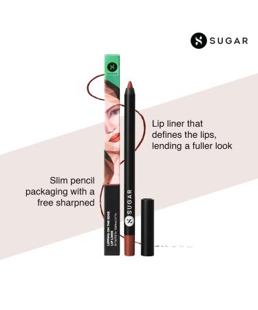 SUGAR Cosmetics Lipping On The Edge Lip Liner 01 Taffeta Terracotta - Water-Resistant 10-Hour Wear With Sharpener - Shop Internationally - Buy Online on GoSupps.com