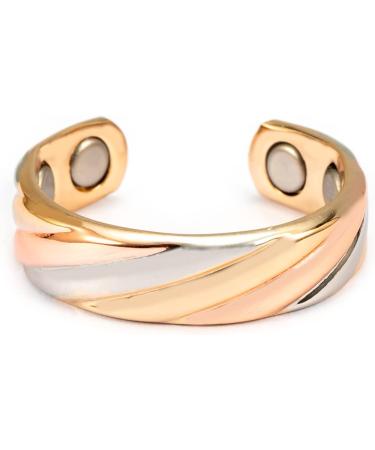 EnerMagiX Tri Tone 3500 Gauss Magnetic Copper Rings for Women or Men - Adjustable Size 99.95% Copper Ring with 4 Magnets - Women's Day Gift for Mom Wife (CPR-0131 X2) - Buy Online on GoSupps.com