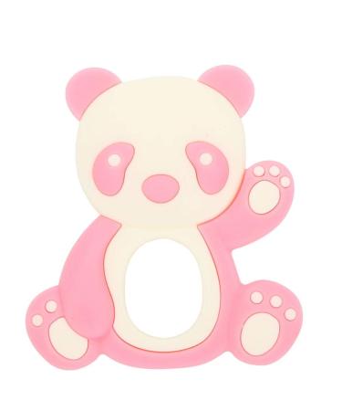 Baby Teething Toy Cartoon Animal Panda Shape Silicone Teether Soft Hugs & Kisses Toy for Kid (Pink/Black/Coffee)(Pink)