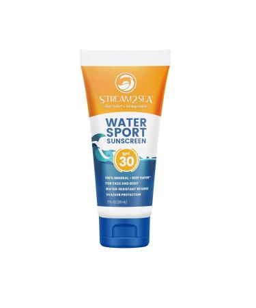 SPF 30 Mineral Sunscreen Biodegradable & Reef Safe Sunscreen | 3 Fl oz Non-Greasy & Moisturizing Mineral Sunscreen For Face Protection and Body Against UVA & UVB by Stream2Sea 3 Fl Oz (Pack of 1) SPF 30 - Buy Online on GoSupps.com