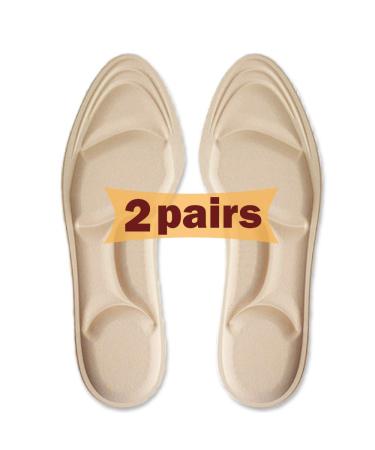 Shoe Insoles Women,(2 Pairs) Arch Support Insoles Breathable, New Material,5D Sponge Barefoot Comfort Insoles and High Heel Inserts, for Massaging, Arch Pain and Foot Pain Relieve Beige(women)