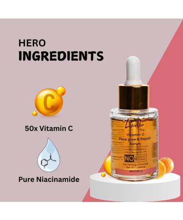 LapinD'or Vitamin C Face Glow and Repair Serum (30ml) | Vitamin C 10% Niacinamide 5% | Glowing Skin Skin repair | Pigmentation & Dark Spot Removal | All Skin Types Serum for Women & Men - Buy Online on GoSupps.com