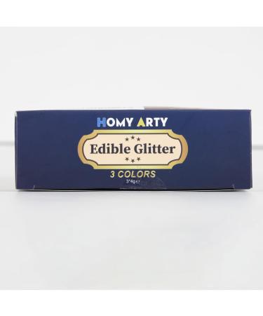 Buy Homy ARTY Edible Glitter - 3 Colors for Cakes & Drinks | Tasteless Powder for Easter Christmas & Parties - 4G per Dose - Buy Online on GoSupps.com