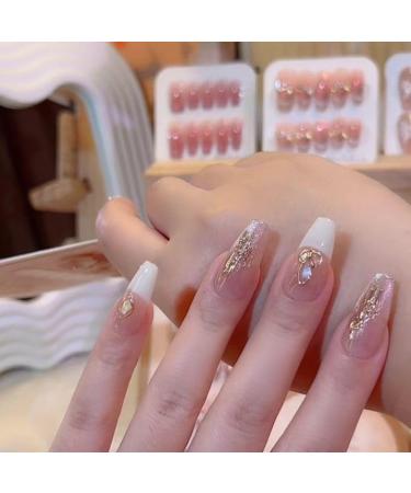 Handmade Nail Polish Patches Fake Nails Pink Color reusable (Color : Long ladder Size : M) - Buy Online on GoSupps.com