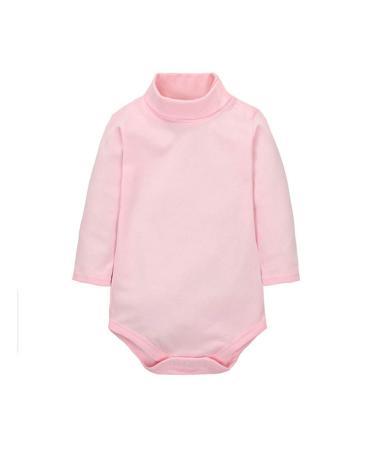 CuteOn Baby Boys Girls Solid Color Basic Turtleneck Cotton Bodysuit Jumpsuit Pink 24 Months 24 Months Pink