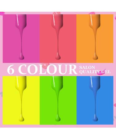 Mobray Gel Nail Polish Set - 6 Colors Purple Blue Neon Yellow | UV LED Soak Off Kit for DIY Manicure at Home or Salon - Buy Online on GoSupps.com
