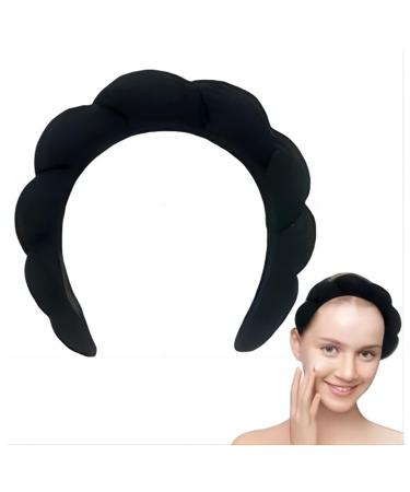 TNZLTDW Black Headband for Women with 4 Powder Puffs - Spa Headband for Skincare and Makeup | Non-Slip Skin Care Tool - Buy Online on GoSupps.com