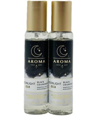 Bath and Body Aroma Moonlight Zen Black Chamomile Essential Oil Mist with Vitamin E + Aloe 1 FL OZ / 29 ml Travel Size Pack of 2 - Buy Online on GoSupps.com
