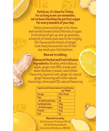 Tetley Zingy Lemon & Ginger Box of 20 Teabags (Pack of 2) - Buy Online on GoSupps.com