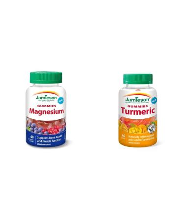 Jamieson Magnesium Gummies - Cranberry Grape Flavor (60 Count) + Turmeric Gummies (60 Count)