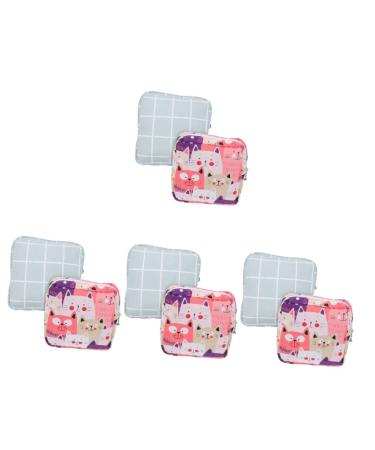 Alipis 8 STK Storage bags for women's bandages Perioda pocket in free wallet made of cotton female menstrual bag period travel pure cotton lipstick pocket washable colored. 13x13x3cmx4pcs
