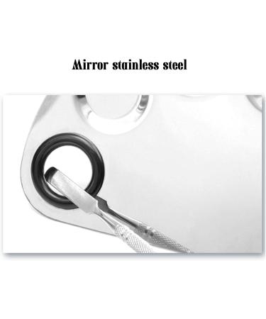  Linsition Metal Palette Hand Makeup Foundation Tray with Double-Ended Toning Stick Specular Shine and Fine Grinding Nail Polish Background - Buy Online on GoSupps.com
