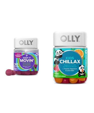 OLLY Constipation Relief Gummies 30ct + Chillax Kids Calm Chews 50ct