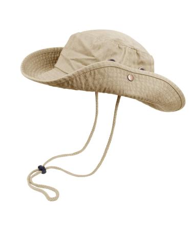 Bucket Hats with String Wide Brim Hiking Fishing UV Sun Protection Safari Unisex Boonie Camel Large-X-Large