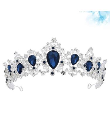 Buy Minkissy Dark Blue Crystal Crown Tiara - Vintage Rhinestone Headband for Weddings Proms & Pageants - Buy Online on GoSupps.com