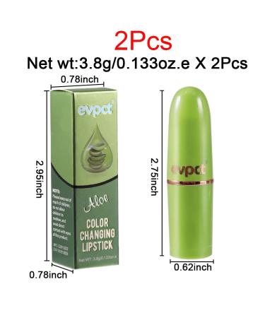 2Pcs Aloe Vera Lip Color Changing Lipstick & Lip Balm Set | Magic PH Lipstick for Women & Girls | Waterproof Crystal Flower Jelly Lipstick Gloss | Stain Makeup Set - Buy Online on GoSupps.com