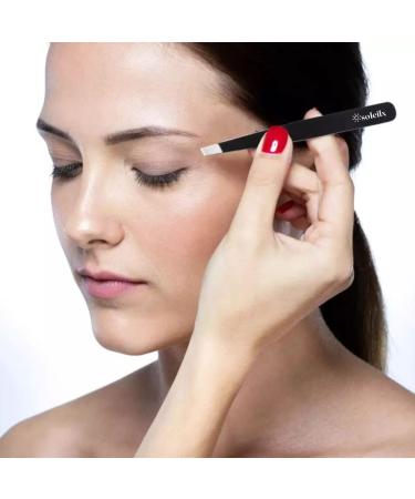 Soleilx Professional Eyebrow Tweezers Set - Precision 2-Piece Black & Pink - Non-Slip Lace Eyebrow Guns for Men & Women - Ideal Eyebrow Epilator - Buy Online on GoSupps.com