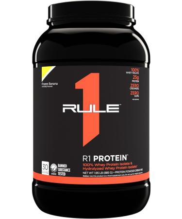 Rule 1 Protein | Super-Pure 100% Whey Isolate & Fast-Acting Whey Hydrolysate | 25 Grams Protein 4 Grams Glutamine & 6 Grams BCAAs Per Serving (2LB Frozen Banana) Frozen Banana 2LB