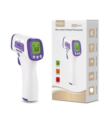 MOES Forehead Thermometer,Non-Contact Infrared Forehead F/C Digital Thermometer Fever Alarm and Memory Function for Anyone with Accurate LCD Display (Battery not Include)