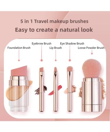 Travel Makeup Brush Set | 5-in-1 Multifunctional Brush & Sponge Set | Foundation & Concealer Brushes for Women | Perfect Gift for Beauty Lovers | Gold - Buy Online on GoSupps.com