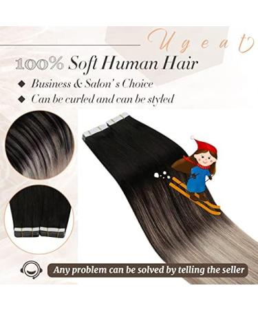 Ugeat Balayage Blonde Tape In Extensions - Real Hair Ombre 55cm Natural Black to Platinum Blonde 50g #1B/18/60 - Buy Online on GoSupps.com