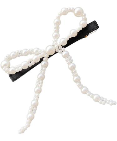 AJOIDR Artificial Pearls Bowknot Hair Clip Elegant Ribbon Crystal Hairpin Barrettes for Women Side Bangs Hair Styling Accessory - Buy Online on GoSupps.com