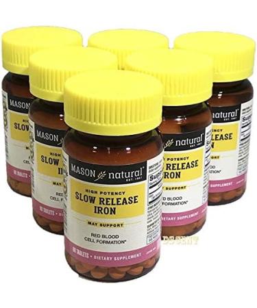 Mason Vitamins Slow Release Iron 60 Tablets - Pack of 6 Bottles (360 Tablets) - Buy Online on GoSupps.com
