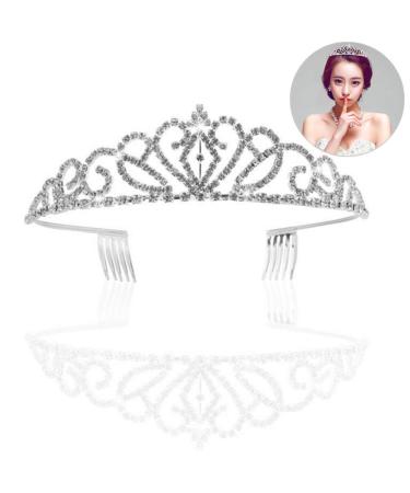 Lurrose Rhinestone Tiara Crown Headband for Wedding & Events - Silver - Buy Online on GoSupps.com