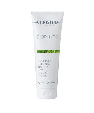 Christina Bio Phyto Tinted Day Cream with SPF 20 & Hyaluronic Acid | Hydrating Face Moisturizer with Tinted Pigments Vitamin B9/B12 Green Tea Extract | Cream for Face with UVA/UVB Protection 75ml