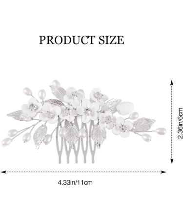 Unicra Flower Bride Wedding Hair Comb Silver Pearl Hair Accessories Crystal Bridal Headpiece for Women and Bridesmaid - Buy Online on GoSupps.com