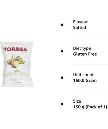 Torres Extra Virgin Olive Oil Potato Crisps 150g - Premium Quality Snack - Buy Online on GoSupps.com