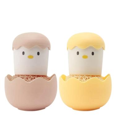 2PCS Eggshell Dish Washing Fiber Ball Cute Egg Shape Kitchen Cleaning Brush Detachable Dish Washing Fiber Ball Wash Pot Brush Multifunctional Cleaning Ball Washing Dish Brush Scrubber