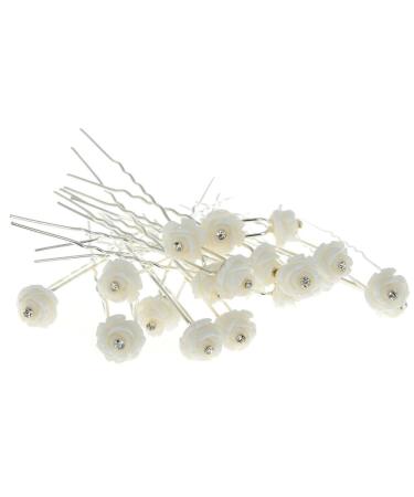 Yantu Womens Flower Hair Pins Hair Pins for Wedding Bridal Hair Pin Hair Accessories for Women Girls 20 Pcs White