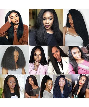 Ladiary Brazilian Kinky Straight Hair Bundles - 3 Remy Human Hair Weaves (20 22 24 Inch) - Natural Black 9A Quality - Buy Online on GoSupps.com