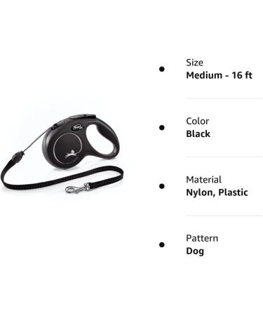 Buy Flexi Classic Retractable Dog Leash - Ergonomic Durable Tangle-Free for Dogs Up to 20 kg - 4.8 m | Size M Black - Buy Online on GoSupps.com