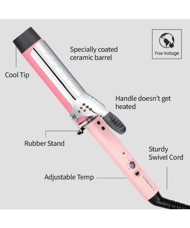 VODANA Professional GlamWave 1.4 Inch Pink Ceramic Curling Iron for Natural Curls - USA - Buy Online on GoSupps.com