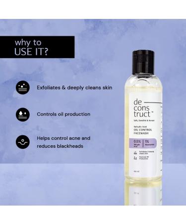 De-construct Salicylic Acid Oil Control Face Wash - 100ml | 0.5% Salicylic Acid & 1% Niacinamide | Best for Oily Acne & Pimple Prone Skin - International Shipping Available - Buy Online on GoSupps.com