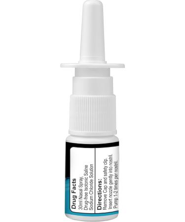 Saline Nasal Spray - 100% Pure Isotonic Solution | Drug-Free Preservative-Free | Moisturizes & Relieves Sinus Congestion | Safe for All Ages | 30ml Portable Bottle for Travel & Daily Use - Buy Online on GoSupps.com