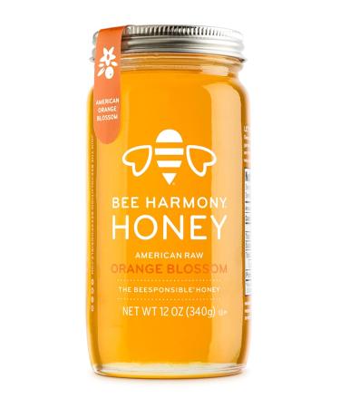 Bee Harmony American Raw Orange Blossom Honey, 12 Ounce Orange Blossom 12 Ounce (Pack of 1)