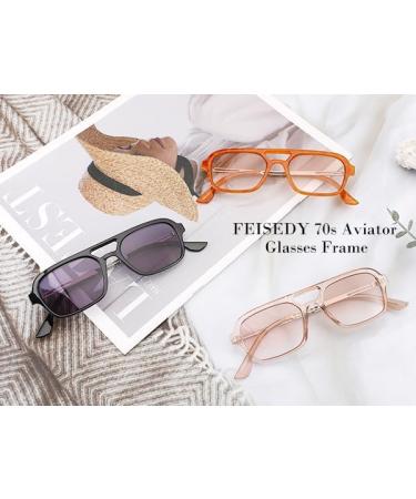 FEISEDY Vintage Square Reading Glasses for Women & Men - 70s Flat Aviator Anti Glare Eyewear B2992 Orange 1.5x - Buy Online on GoSupps.com