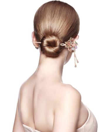 Chinese Hair Pin Shiny Tassel Rhinestone Chinese Hair Stick Flower Hair Clips Fashion Hair Stick Hair Accessories Chinese Style Hair Sticks for Decorative Hair Solid Hairstyle for Women Girls - Buy Online on GoSupps.com
