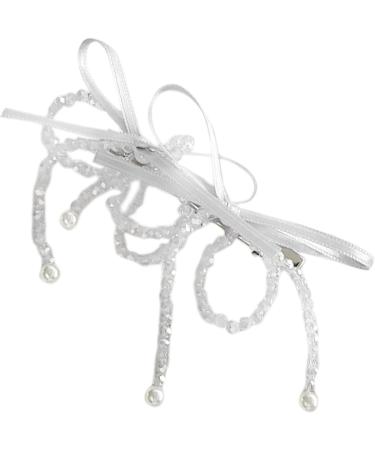 AJOIDR Elegant Beaded Bows Hair Clip for Women Girls Practical Acrylic Butterfly Bows Barrette Hairpieces Unique Headwear White - Buy Online on GoSupps.com