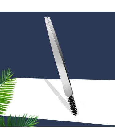 Slant Tip Tweezer Double Stainless Steel Eyebrow Remover with Brush Multipurpose Makeup Tool Precision Clamping - Buy Online on GoSupps.com
