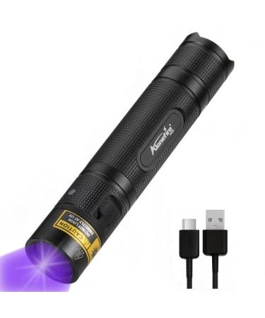 Alonefire SV005 395nm 10W LED UV Torch Blacklight Portable USB-C Rechargeable Flashlight Black Light Pet Urine Detector with Aluminium Case Battery Included for Pet Stains Hunting Fishing Minerals