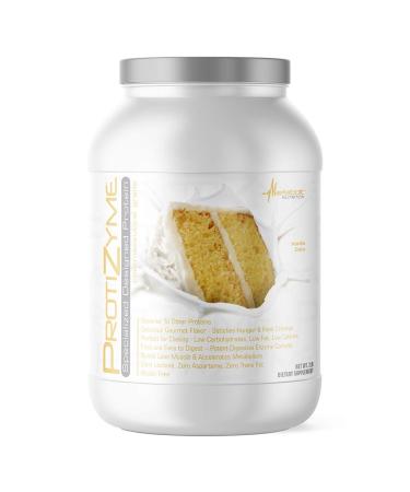 Metabolic Nutrition | Protizyme | 100% Whey Protein Powder | High Protein, Low Carb, Low Fat with Digestive Enzymes, 24 Essential Vitamins and Minerals | Vanilla Cake, 2 Pound 2 Pound (Pack of 1) Vanilla Cake