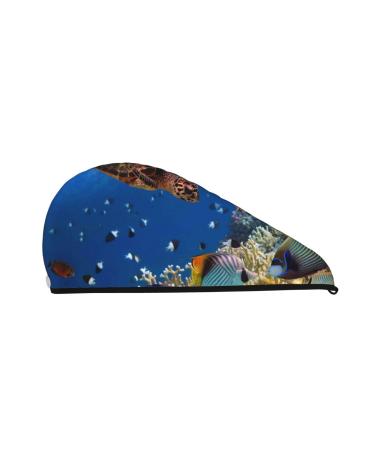 Colorful Coral Reef Microfiber Hair Towel Soft Super Absorbent Hair Towel Wrap for Women Coral Velvet Quick Dry Hair Cap for Long Curly and Thick Hair